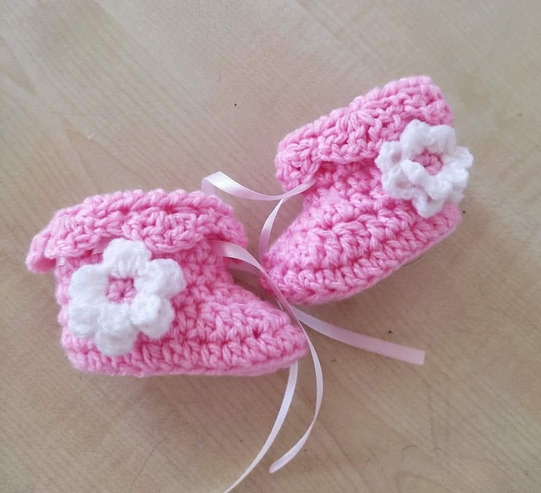 Crocheted baby booties