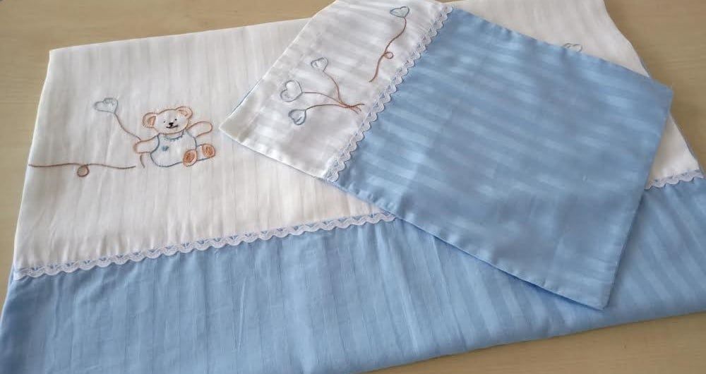 Hand embroidered baby cot sheet set