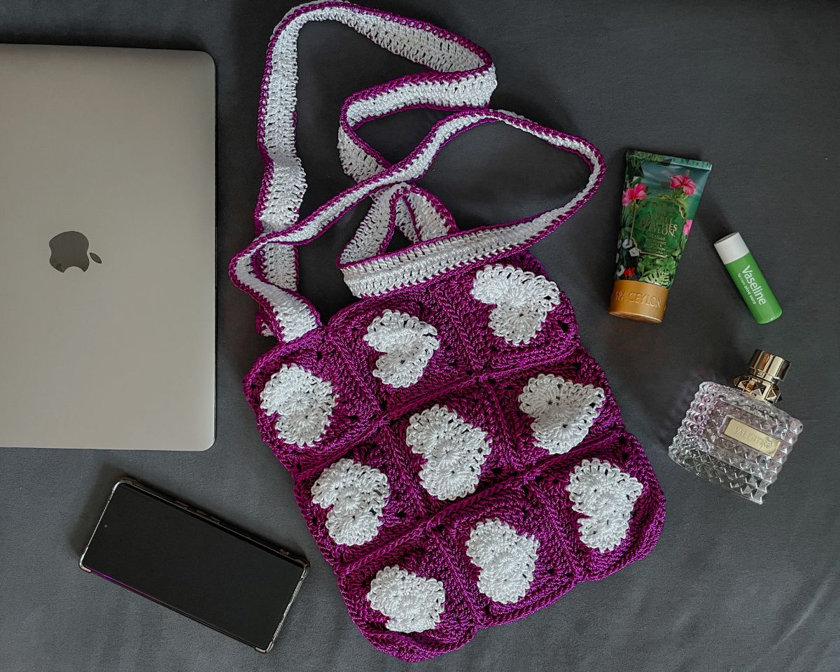 Crochet Hearts Tote Bag 