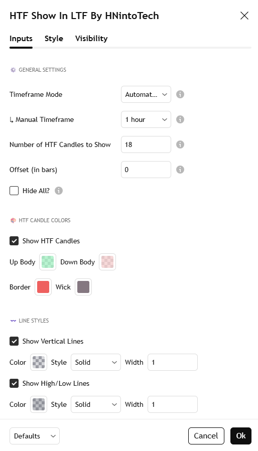 Indicator Settings Panel
