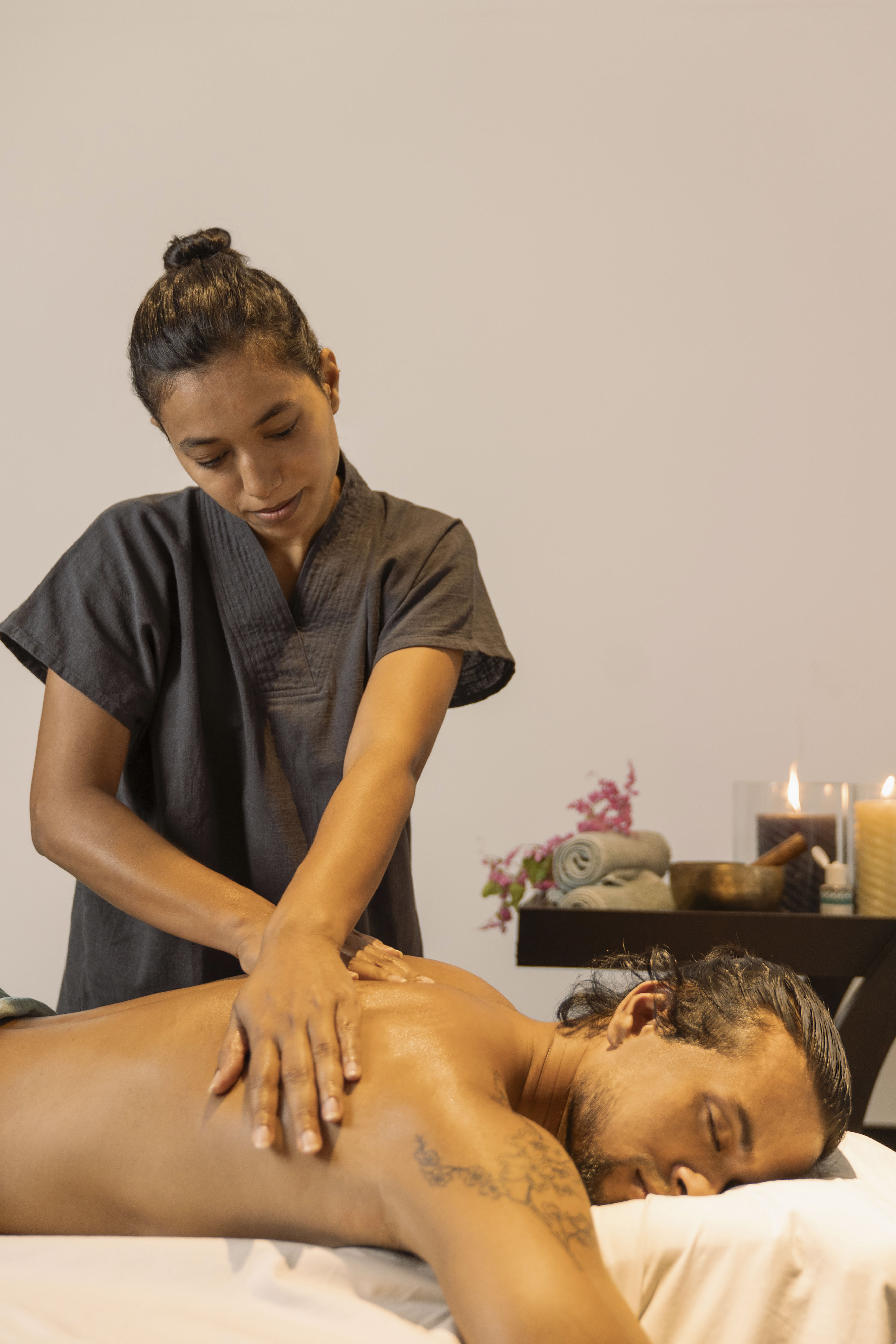 A person receiving a massage treatment.