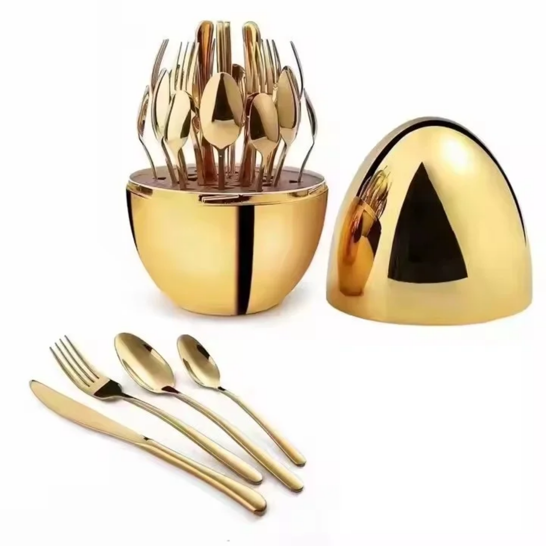 Mood Egg Golden Cutlery Set — Luxury Uganda