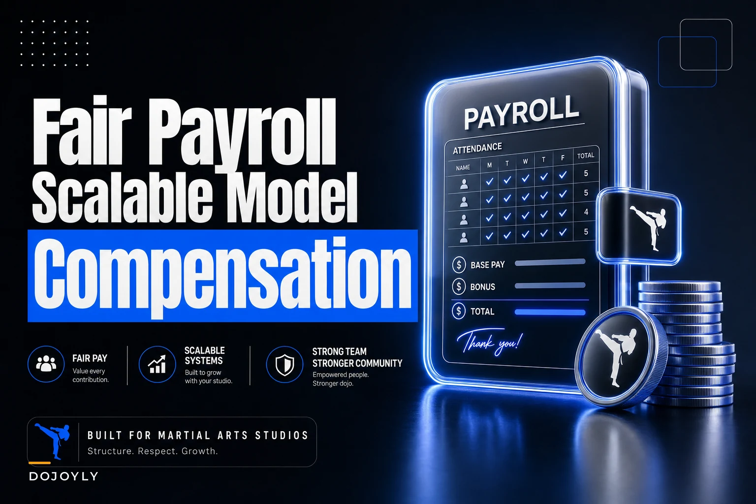 A fair, scalable instructor payroll model: hourly, per‑class, commission and KPI‑linked bonus templates for martial‑arts studios