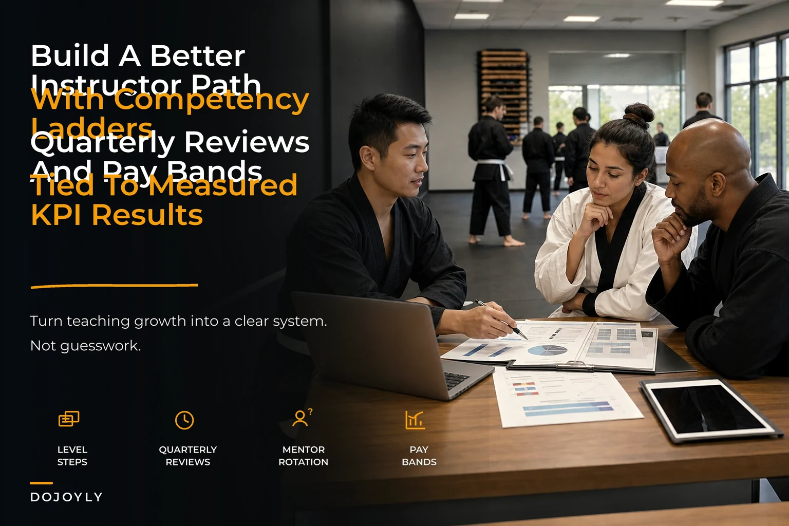 A scalable teacher development system: competency ladders, quarterly assessments and pay bands for martial arts instructors