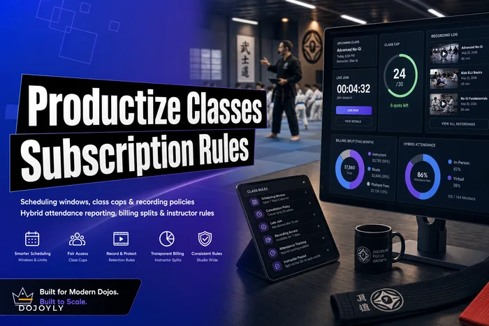 Productize virtual classes: subscription models, scheduling rules and hybrid member operations