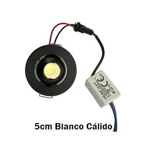 Spot Negro 2w diametro 5CM CALIDO VELL MAX