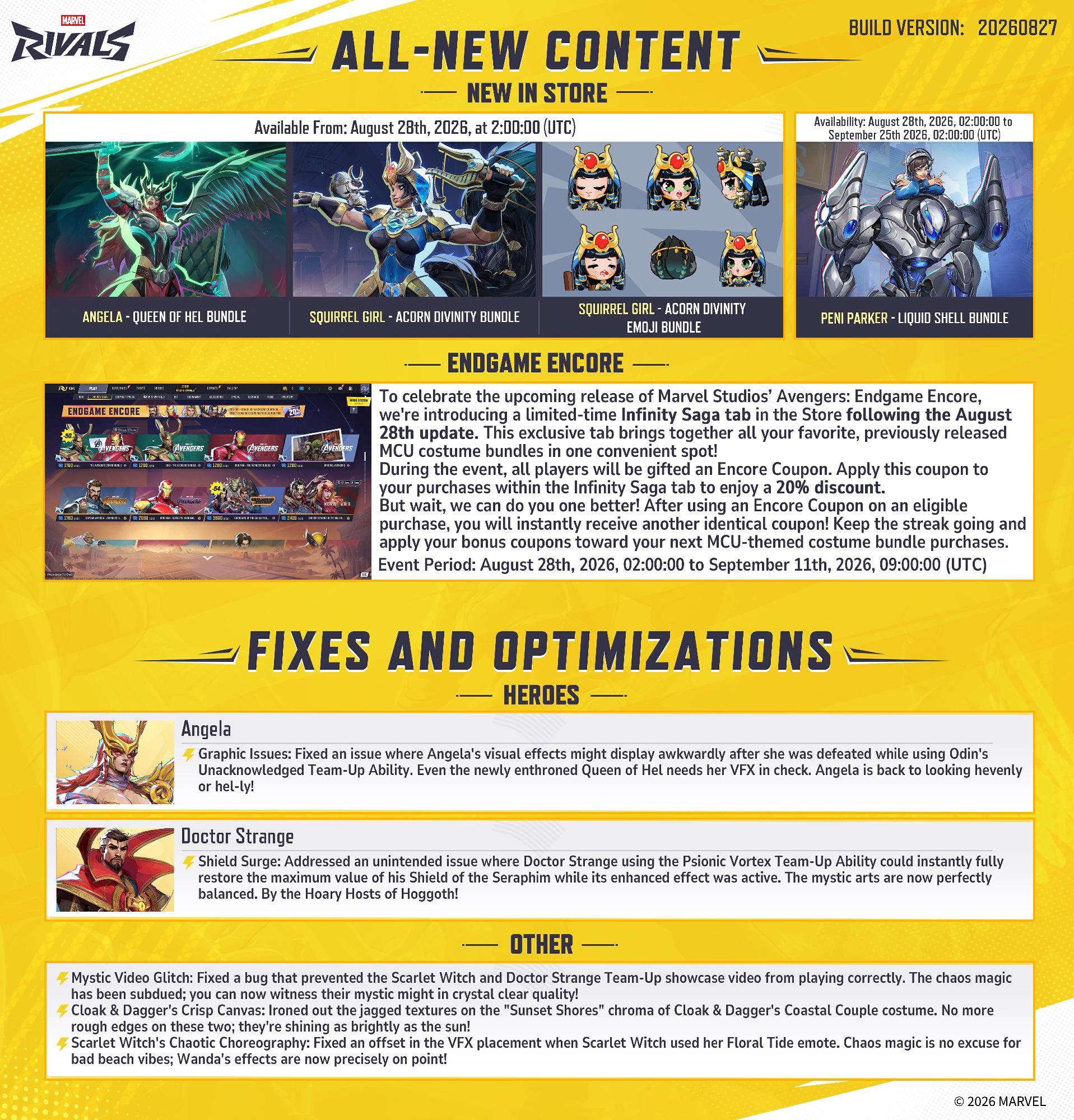 Atualização de 27 de agosto de Marvel Rivals
