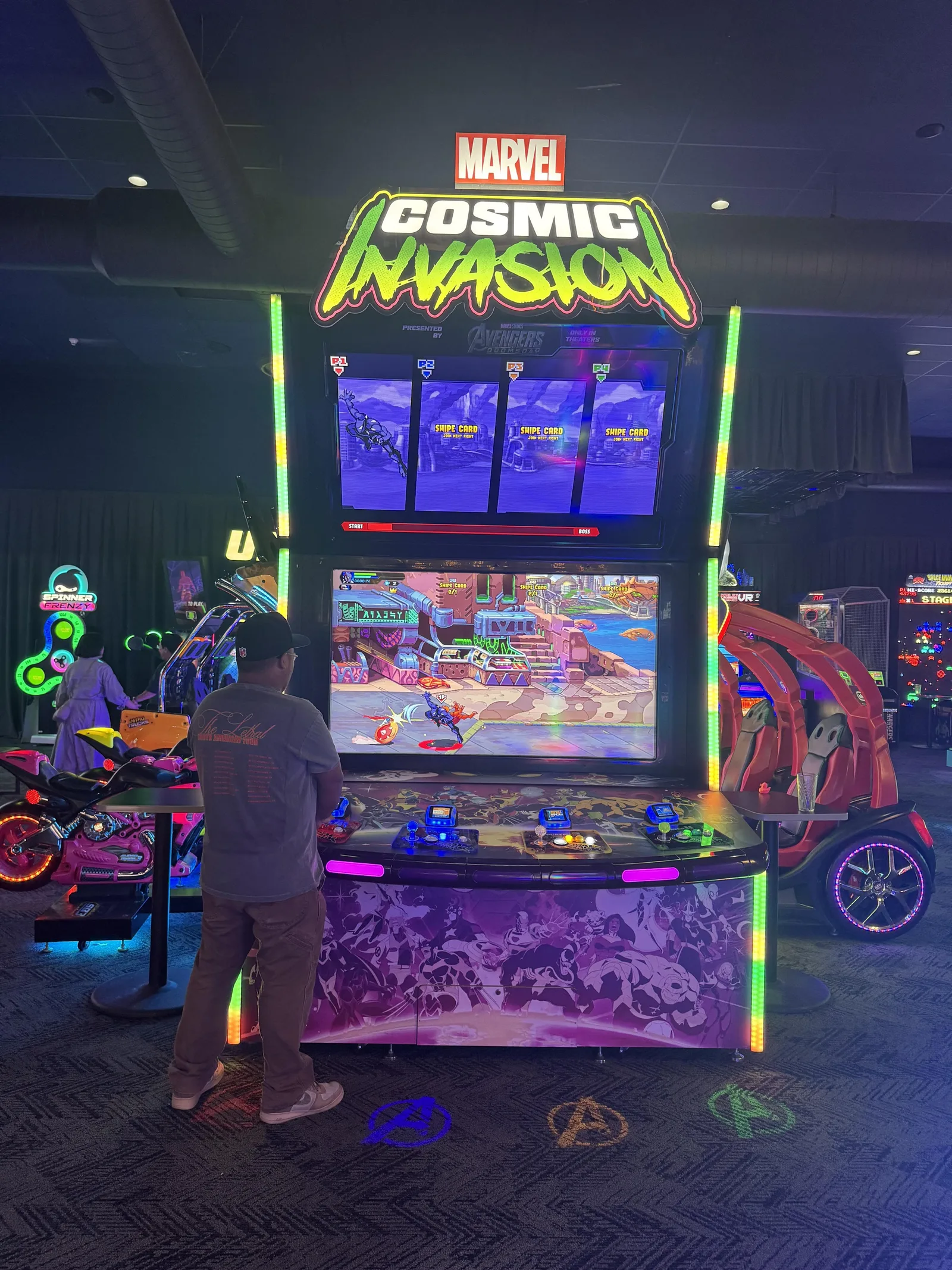MARVEL Cosmic Invasion arcade cabinet at a Dave & Buster's
