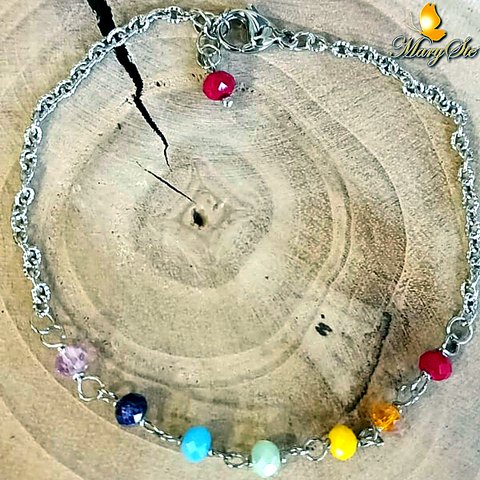 BRACCIALE ACCIAIO CON CRISTALLINI 7 CHAKRA
