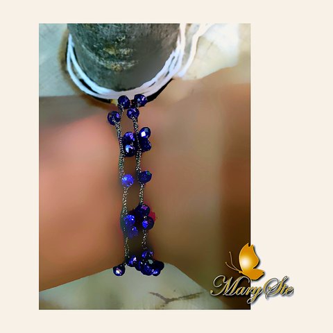 BRACCIALE DOPPIO GIRO IN FILO DI SETA E CRISTALLINI