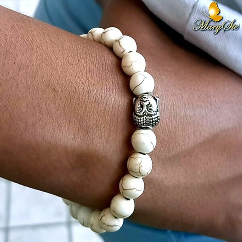 BRACCIALE ELASTICO MAGNESITE E BUDDHA
