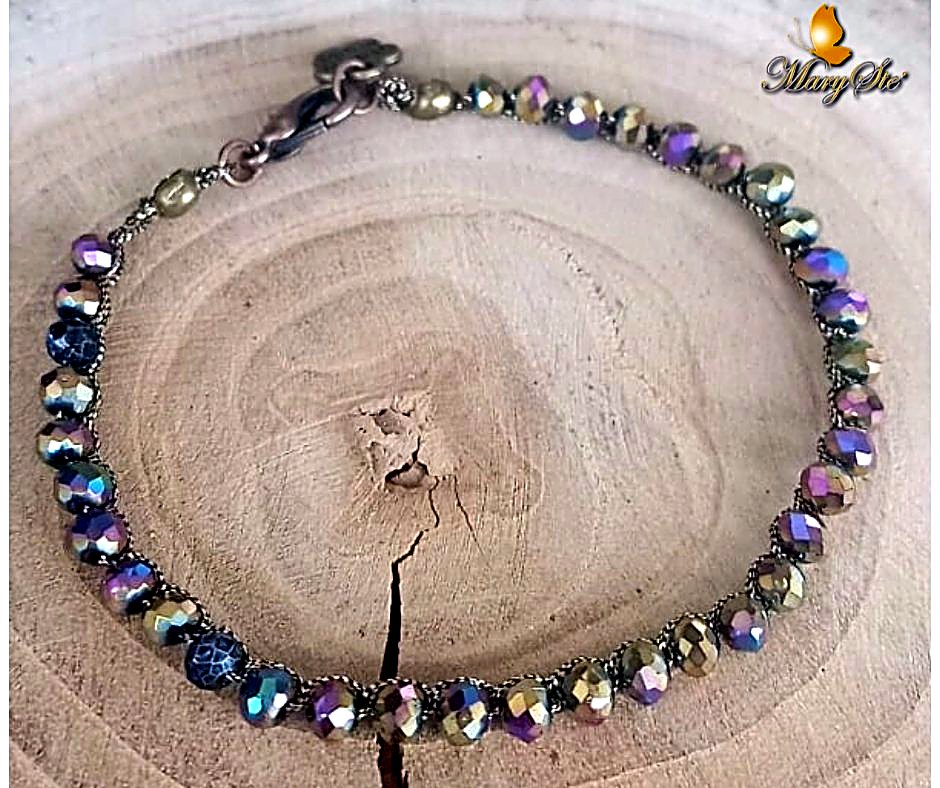 BRACCIALE FILO DI SETA E CRISTALLINI