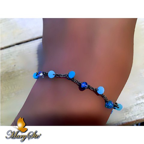 BRACCIALE FILO DI SETA E CRISTALLINI