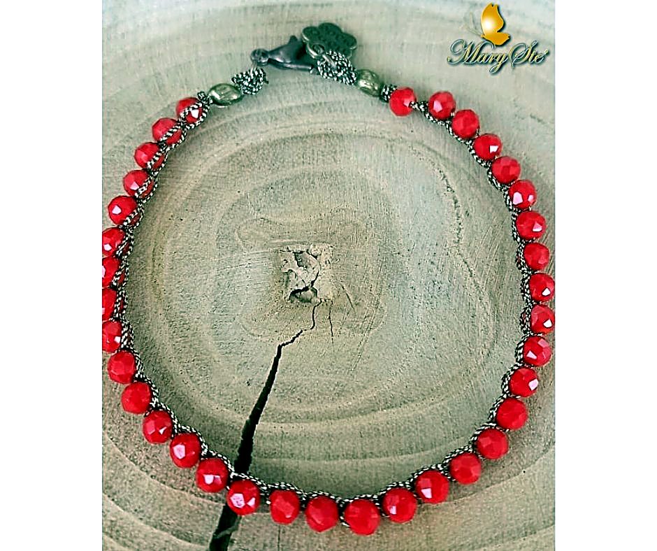 BRACCIALE FILO DI SETA E CRISTALLINI