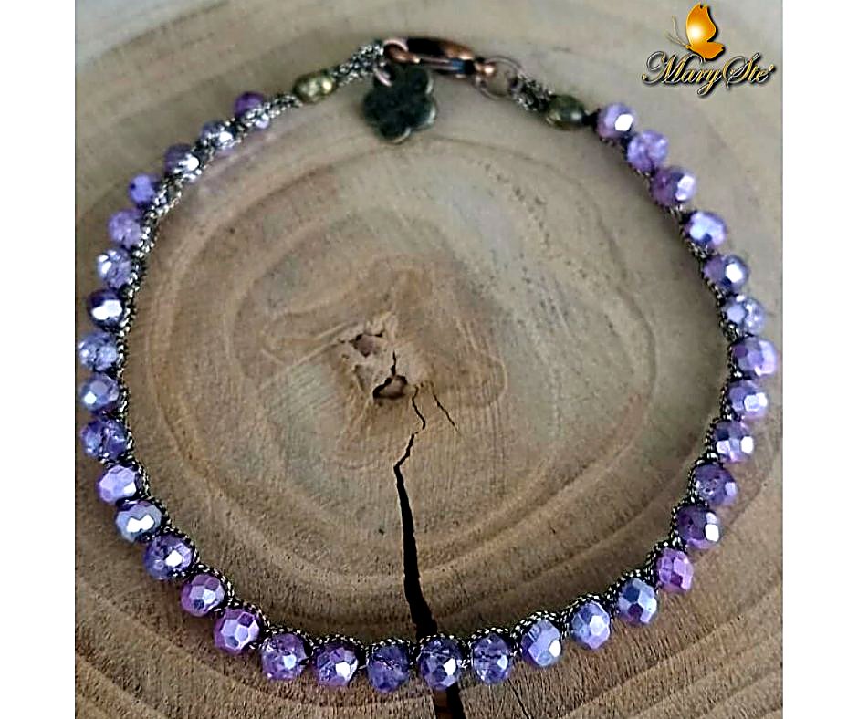 BRACCIALE FILO DI SETA E CRISTALLINI