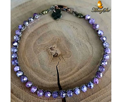 BRACCIALE FILO DI SETA E CRISTALLINI