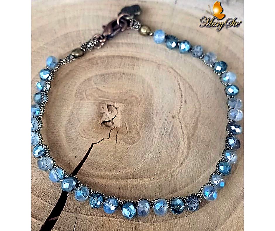 BRACCIALE FILO DI SETA E CRISTALLINI