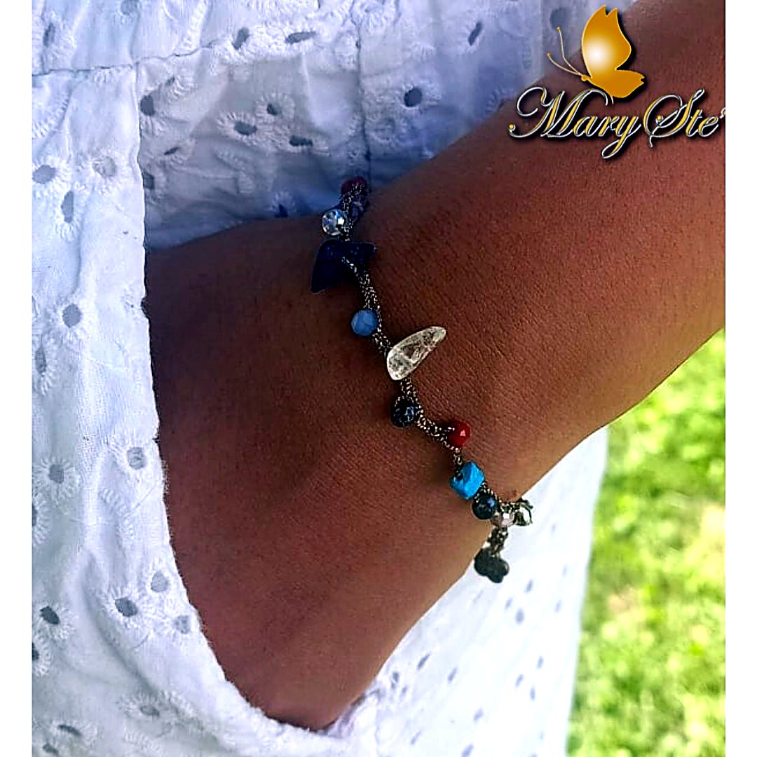 BRACCIALE FILO DI SETA E PIETRE MISTE