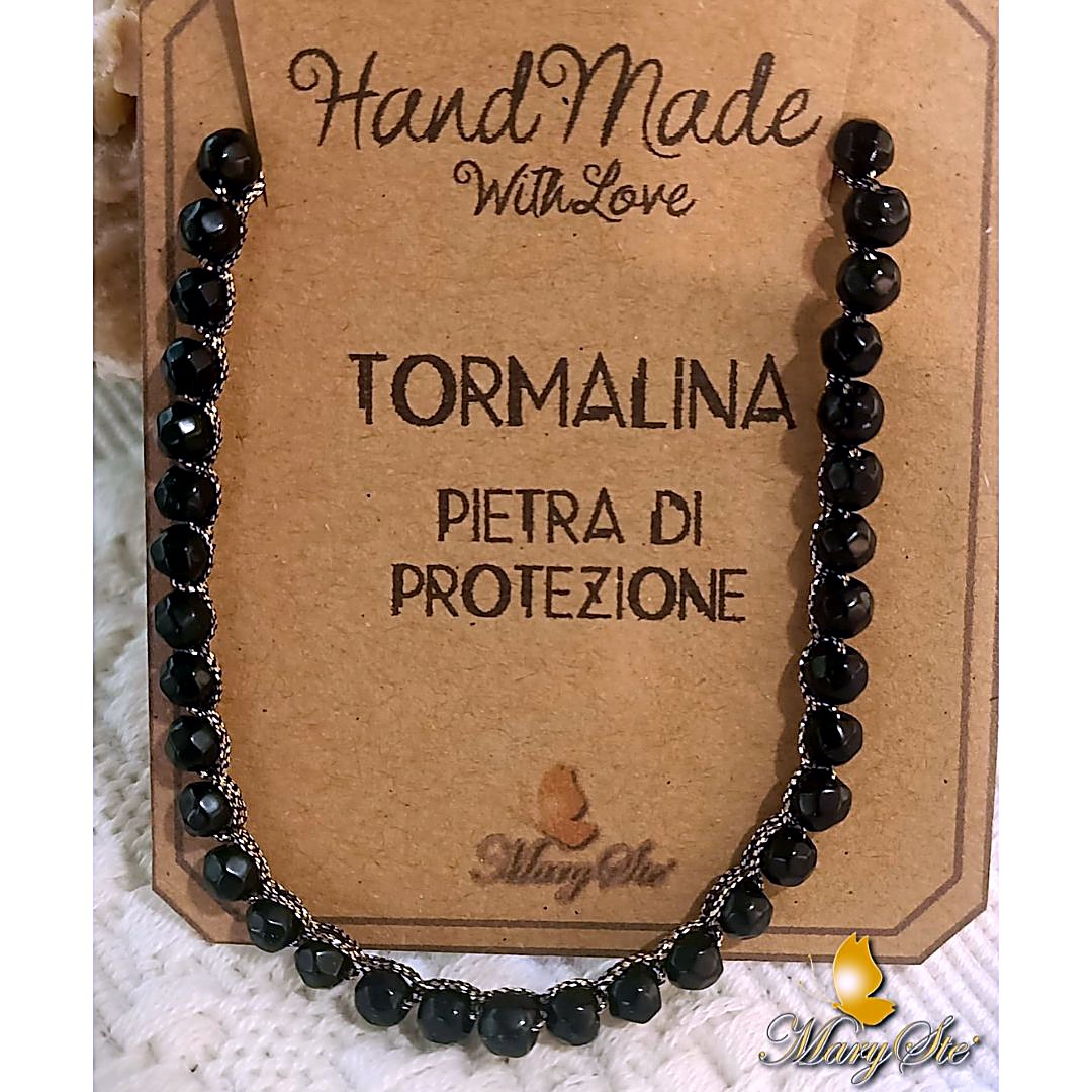 BRACCIALE FILO DI SETA TORMALINA NERA