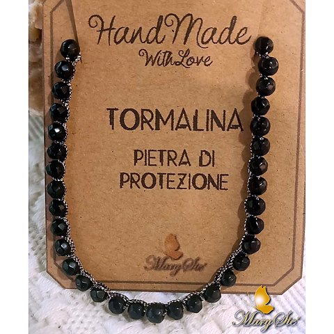 BRACCIALE FILO DI SETA TORMALINA NERA