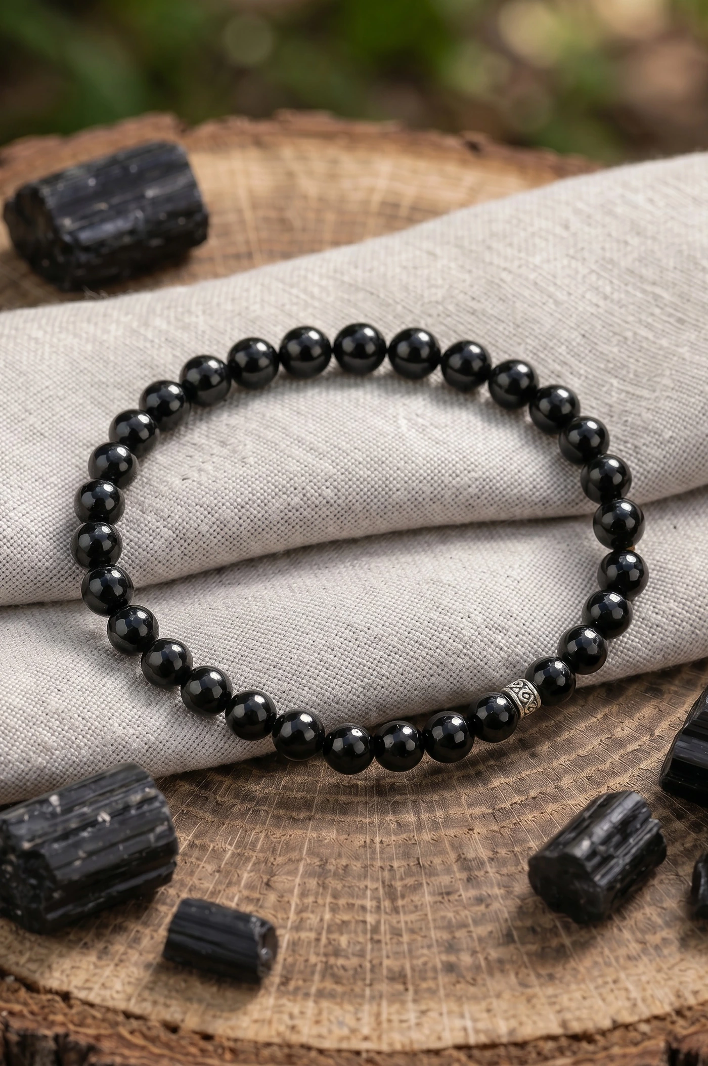 BRACCIALE UOMO TORMALINA NERA
