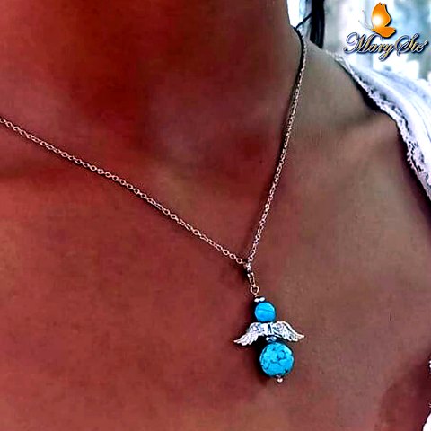 COLLANA ANGELO CUSTODE IN PASTA DI TURCHESE