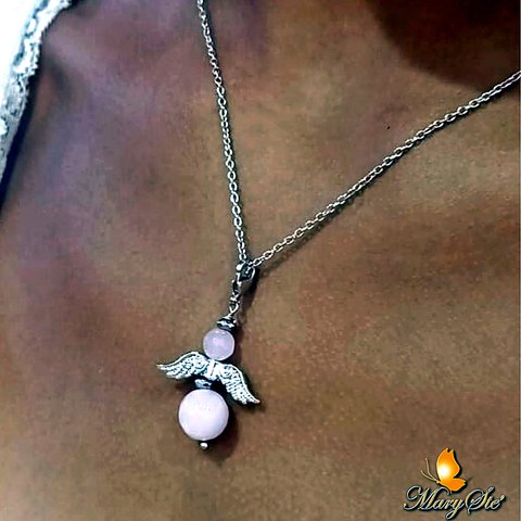 COLLANA ANGELO CUSTODE IN QUARZO ROSA