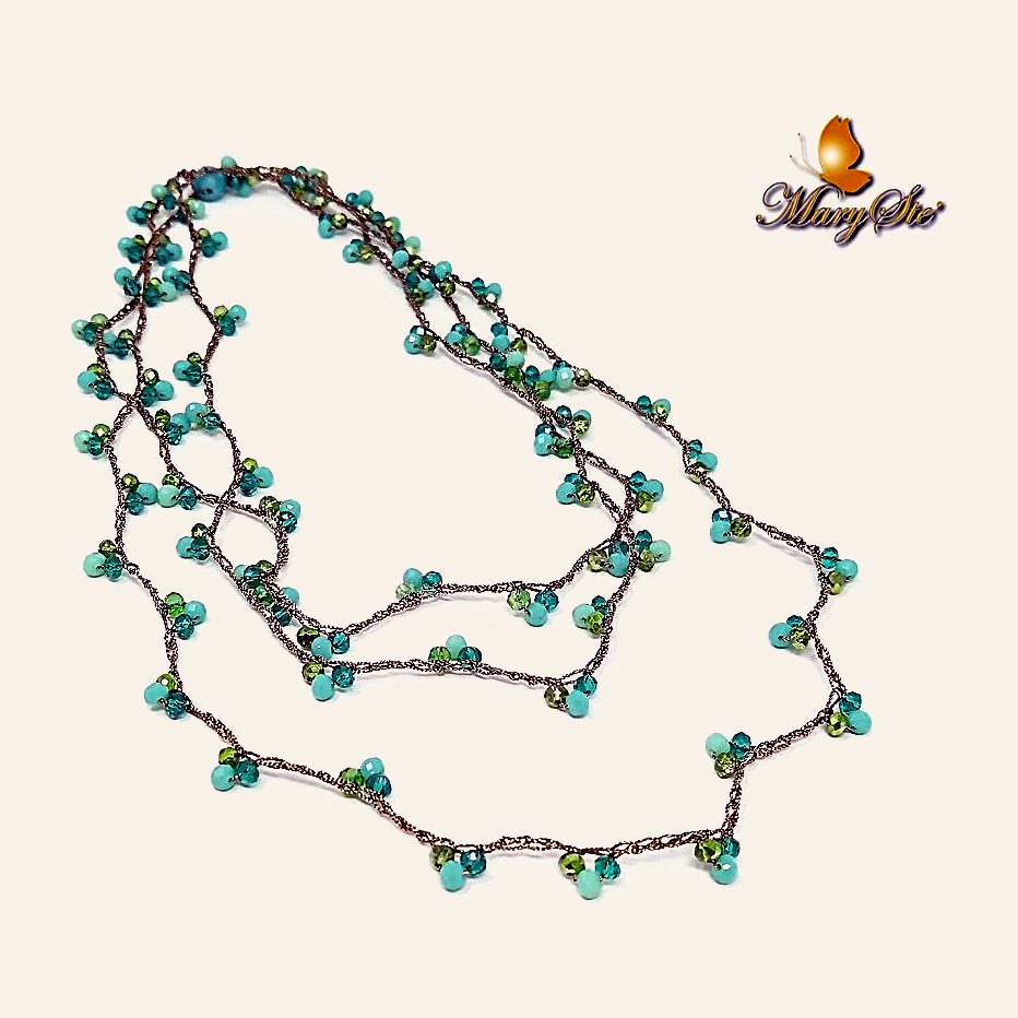 COLLANA FILO DI SETA E CRISTALLINI