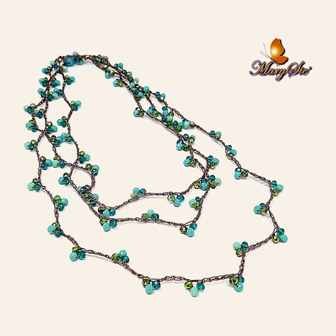 COLLANA FILO DI SETA E CRISTALLINI