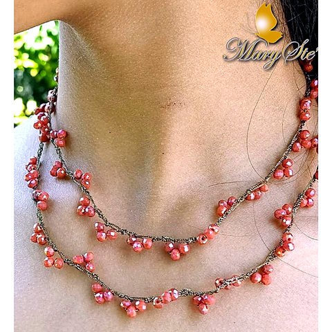 COLLANA FILO DI SETA E CRISTALLINI