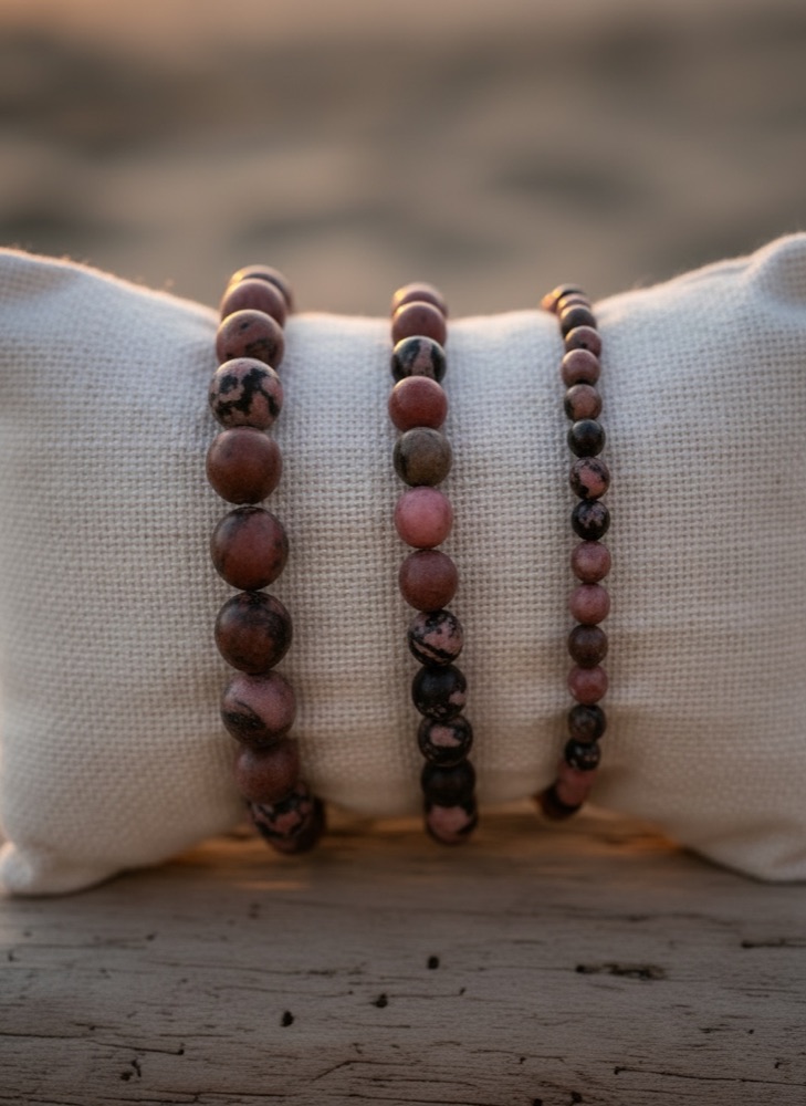 Bracciale Rosa di Notte · Rodonite Rosa e Nera