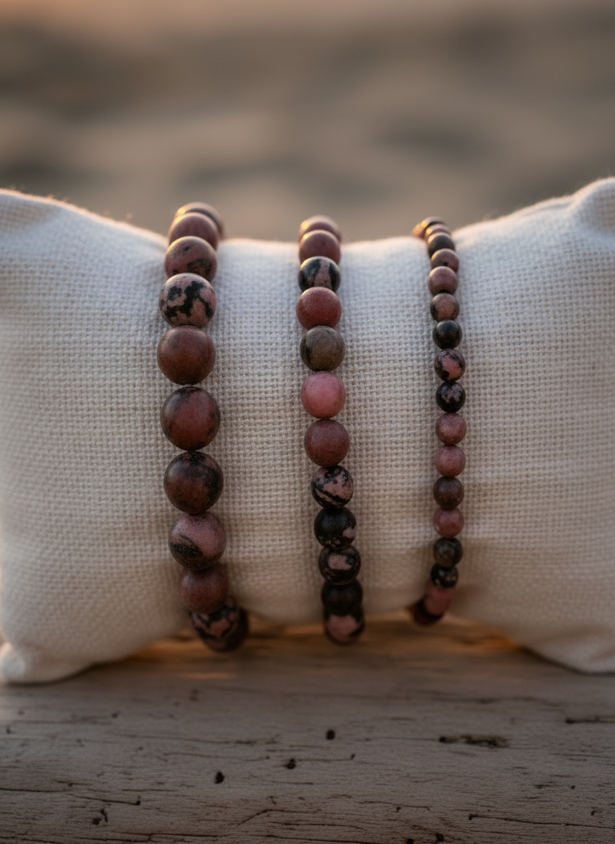 Bracciale Rosa di Notte · Rodonite Rosa e Nera