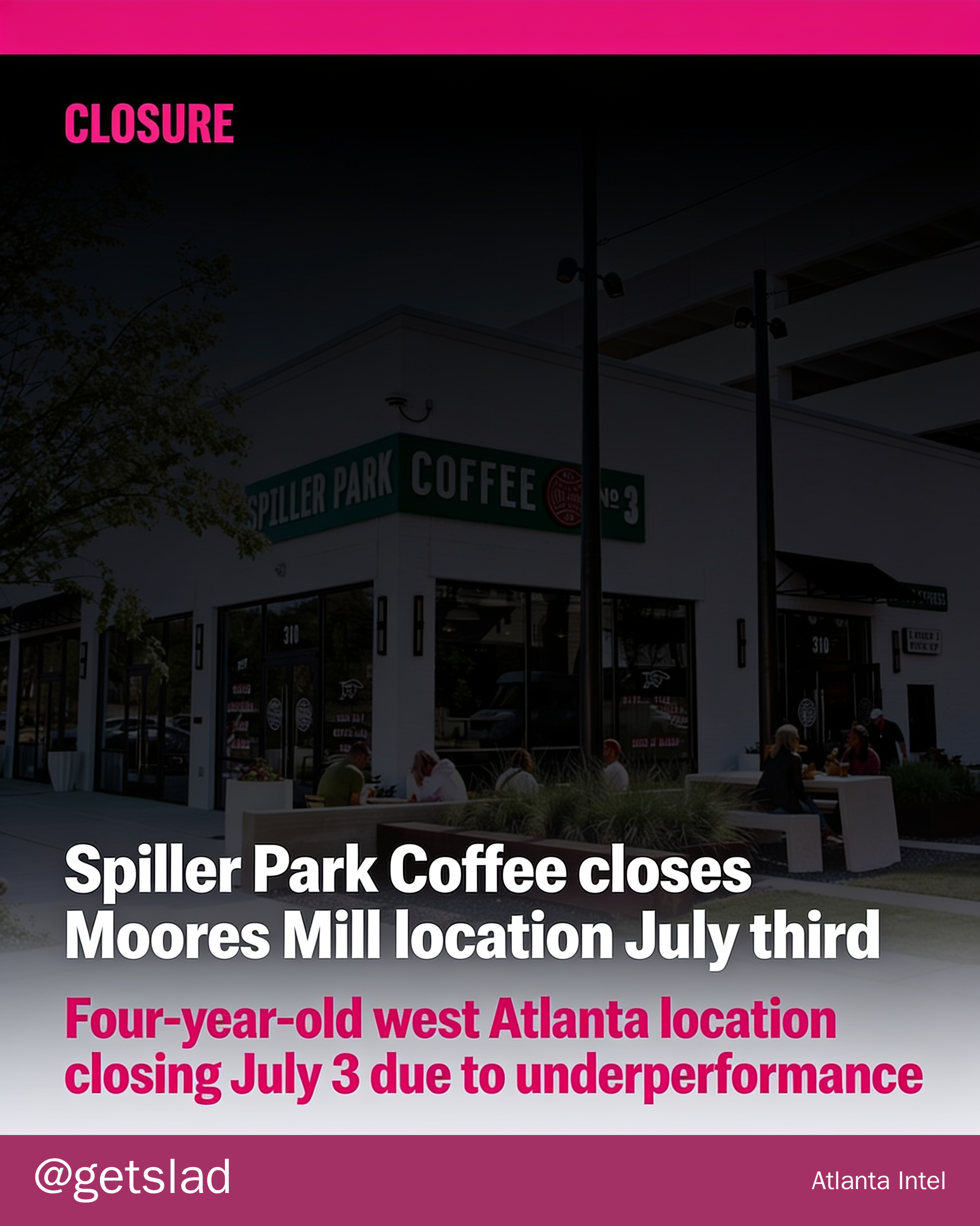 Spiller Park Coffee closes Moores Mill location July third