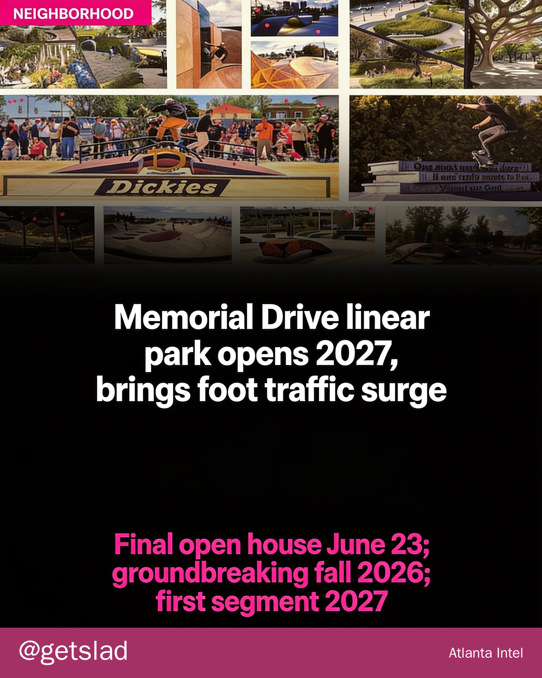 Memorial Drive linear park opens 2027, brings foot traffic surge