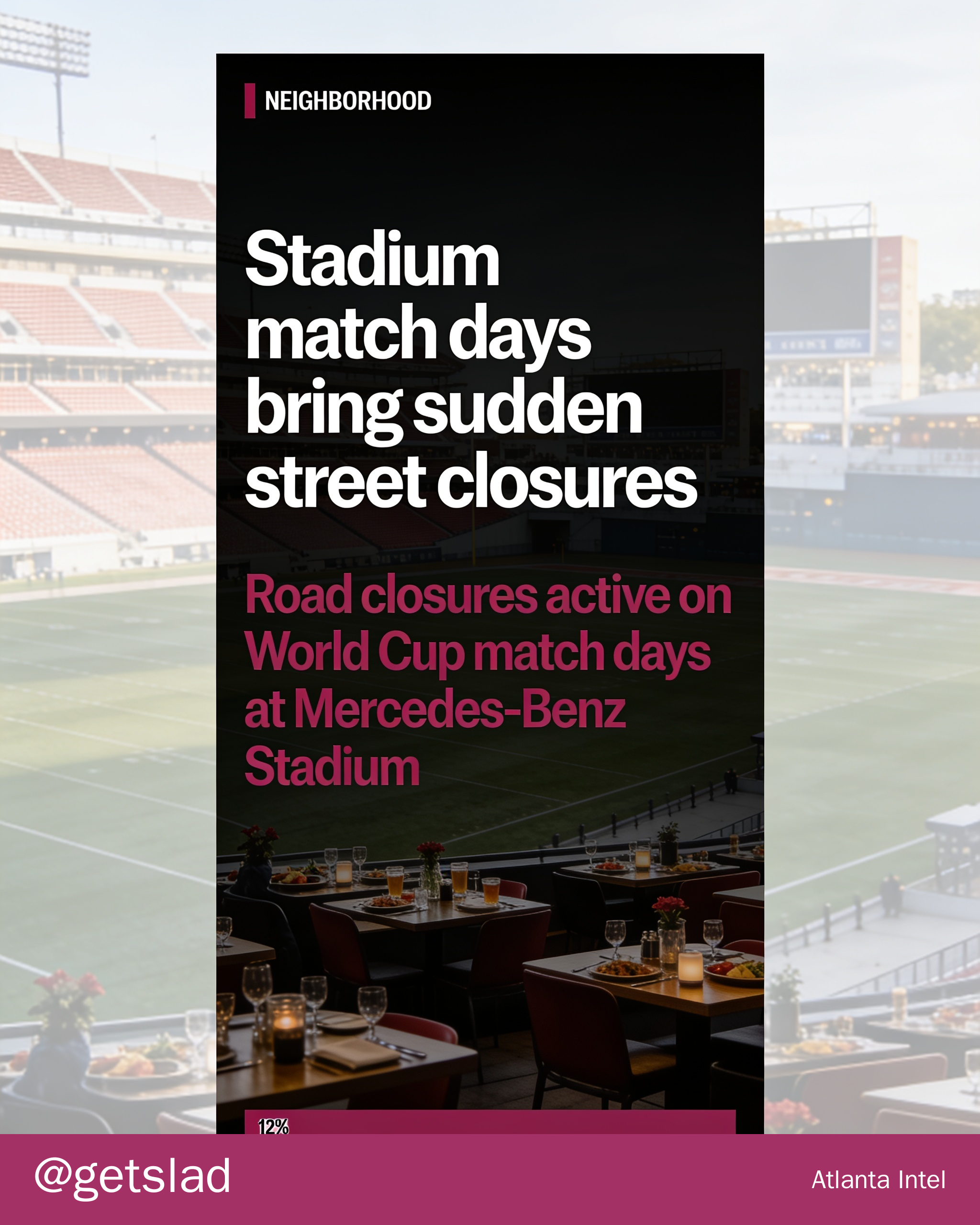 Stadium match days bring sudden street closures