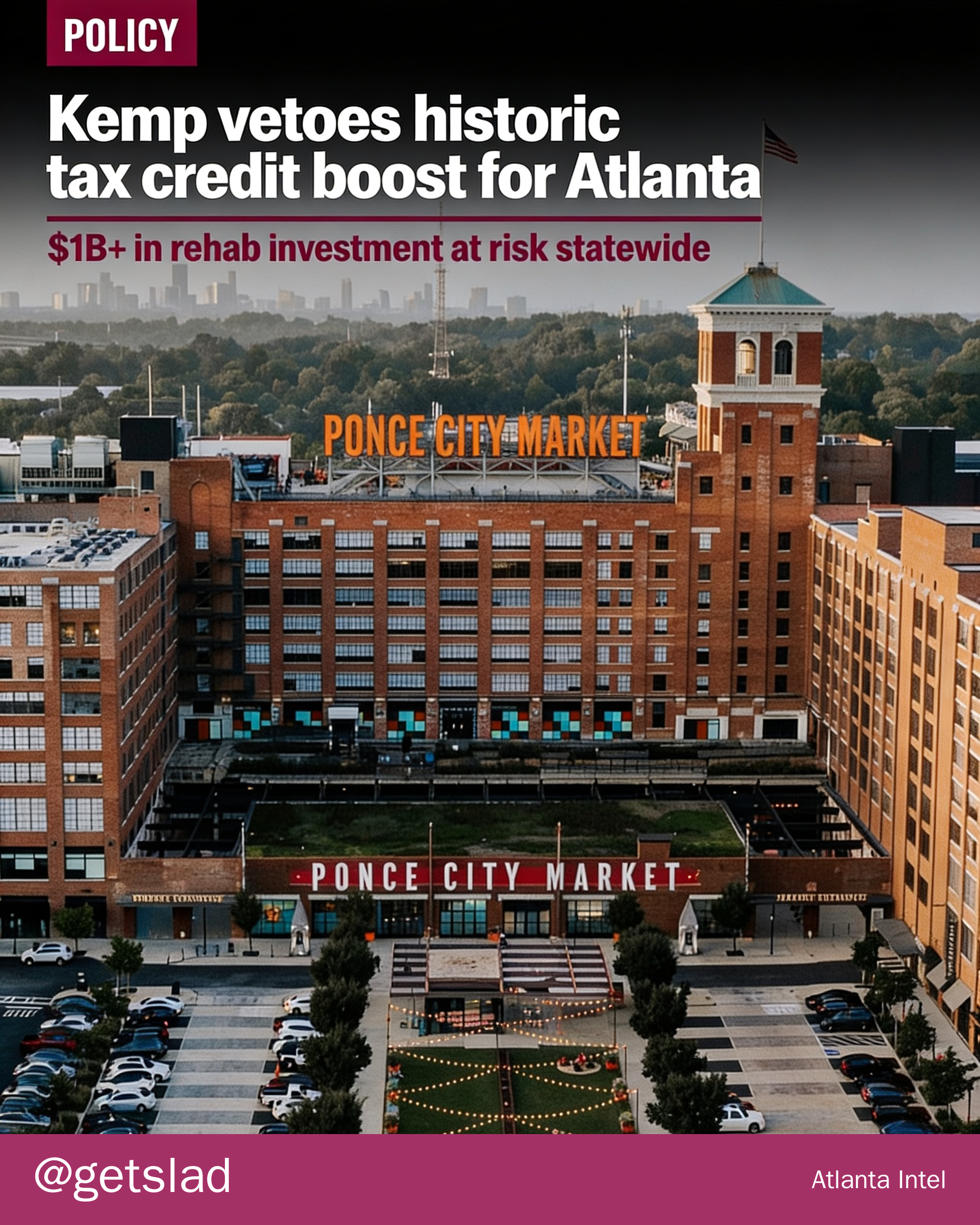 Kemp vetoes historic tax credit boost for Atlanta