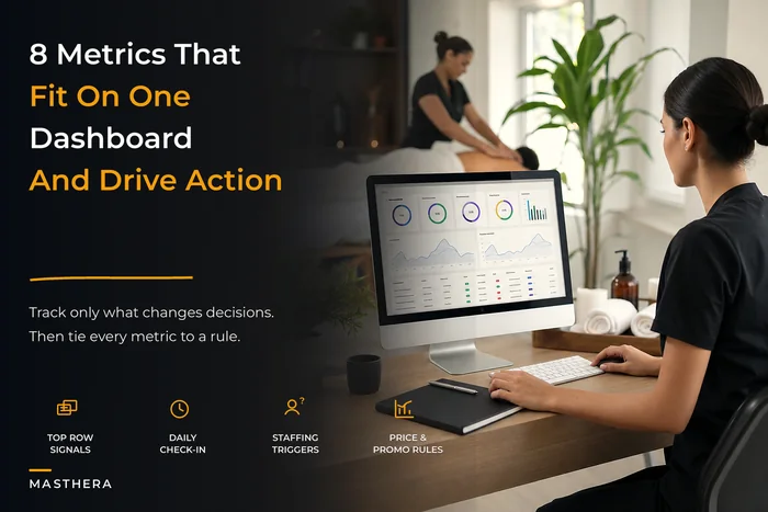 A minimal KPI dashboard for massage practices: the 8 metrics, dashboard wireframe and decision rules