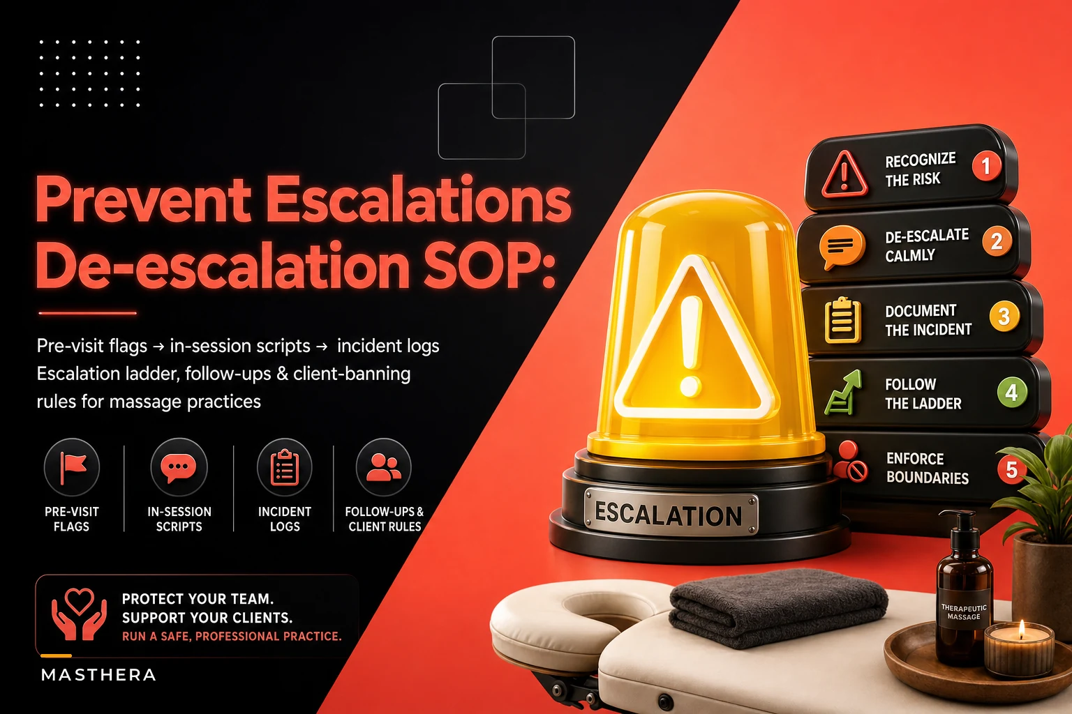 De-escalation SOP for Therapists: Pre-Visit Signals, In-Session Scripts, and Incident Documentation