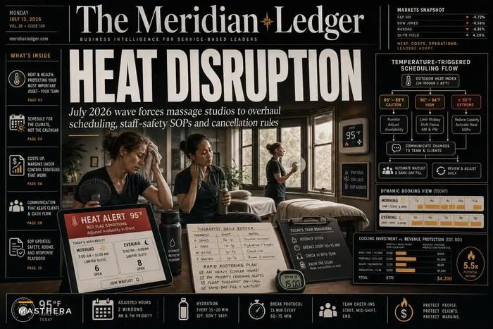 How the July 2026 heat wave should change scheduling, staff-safety and cancellation policies for massage studios