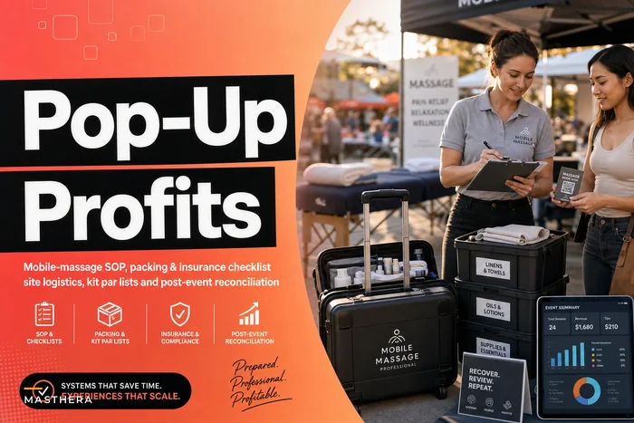 Make pop-ups profitable: a mobile-massage SOP, packing checklist and post-event reconciliation