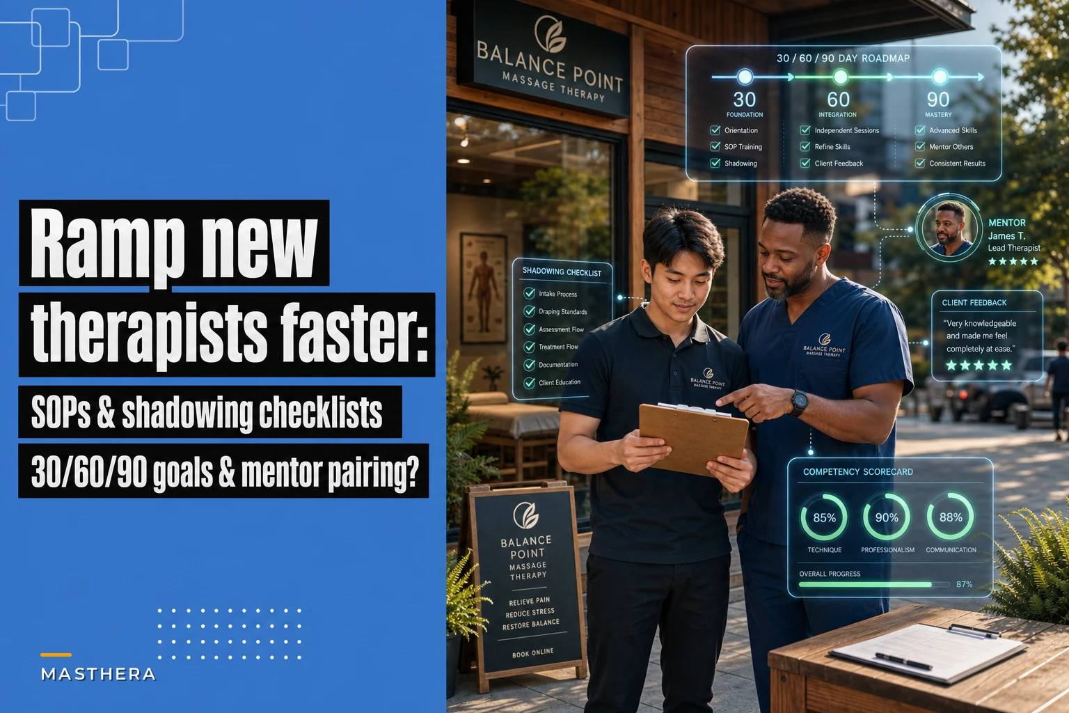 Ramp new therapists faster: SOPs, shadowing checklists and 30–60–90 goals for clinics