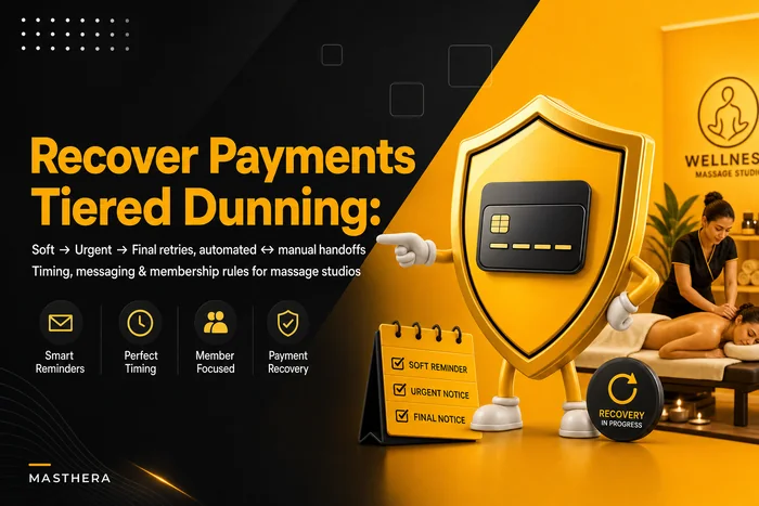 Recover failed membership payments: a tiered dunning playbook for massage studios