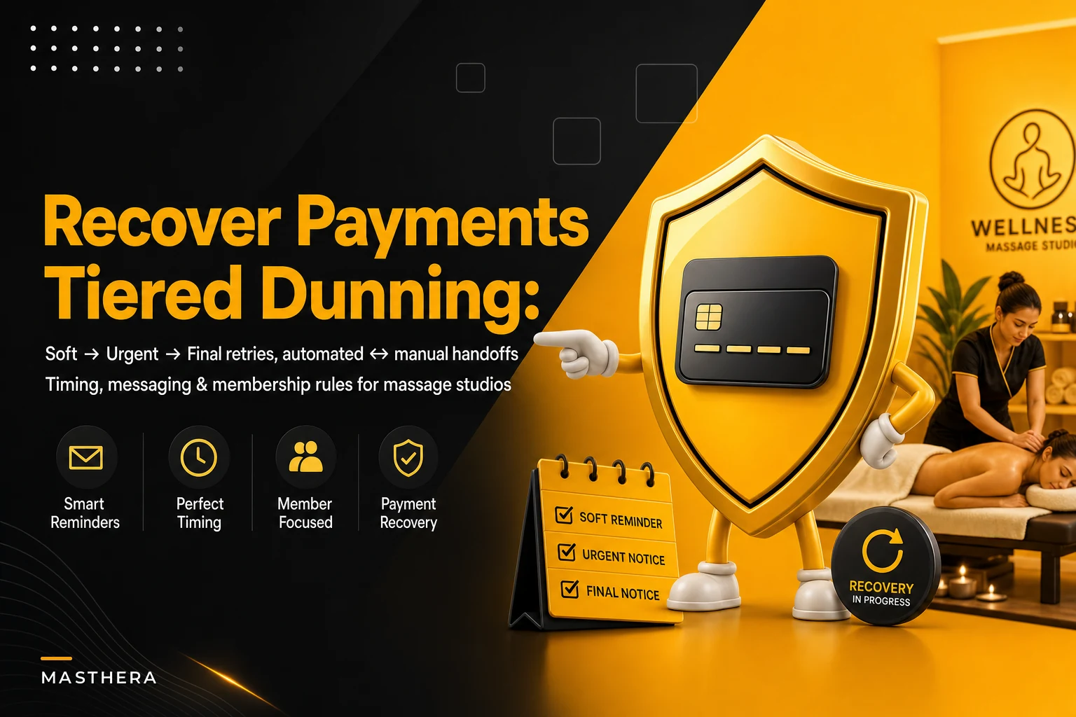 Recover failed membership payments: a tiered dunning playbook for massage studios