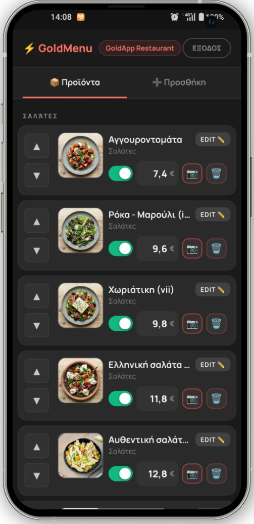 GoldApp Back-Office Dashboard Mockup