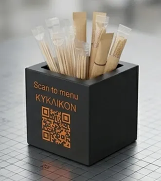 Σετ επαγγελματικών 3D Printed QR Stands για ψηφιακό κατάλογο φαγητού και ποτών