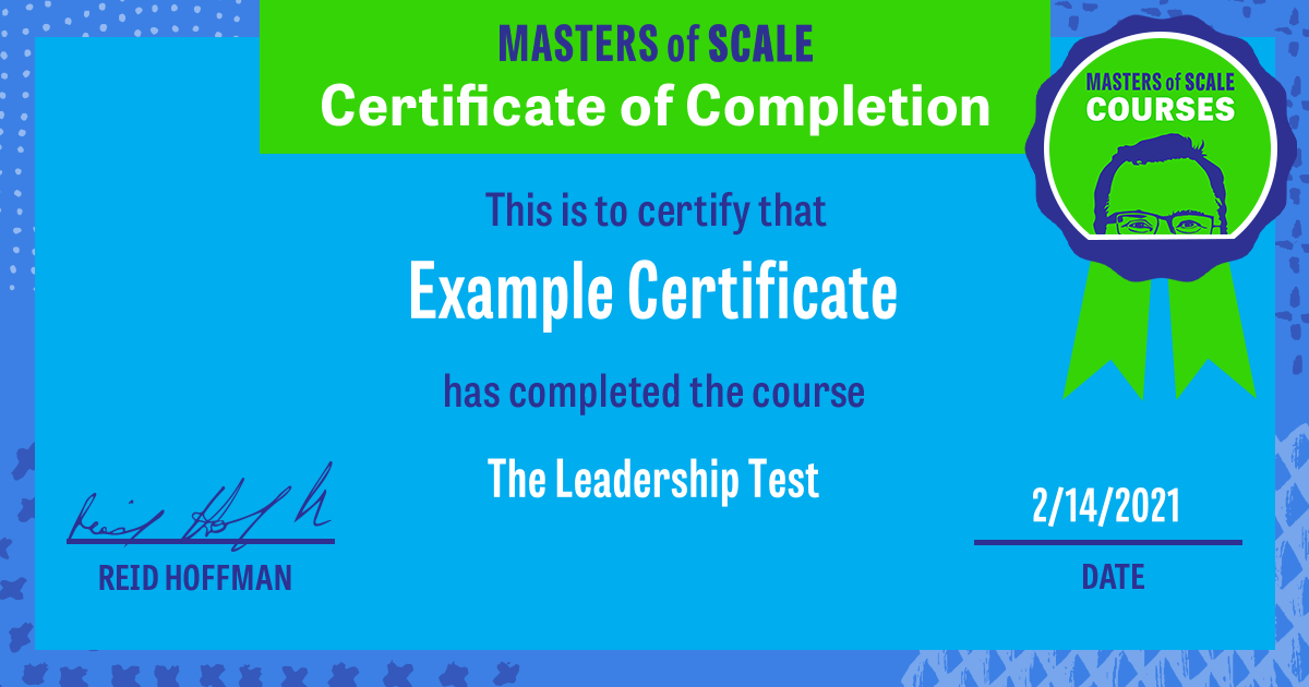 Certificate of Completion for The Leadership Test