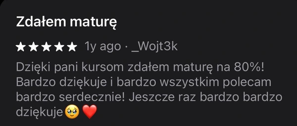 5-gwiazdkowa opinia _Wojt3k: zdanie matury na 80% dzięki kursom aplikacji