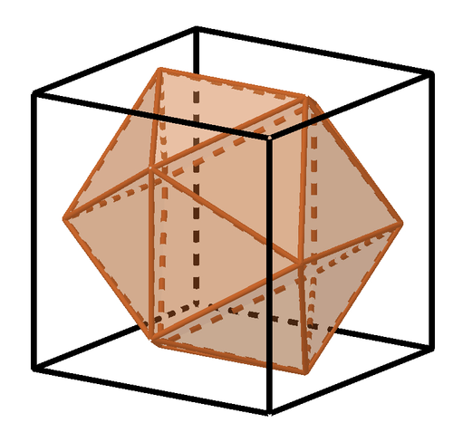 正二十面体　立方体への埋めこみ