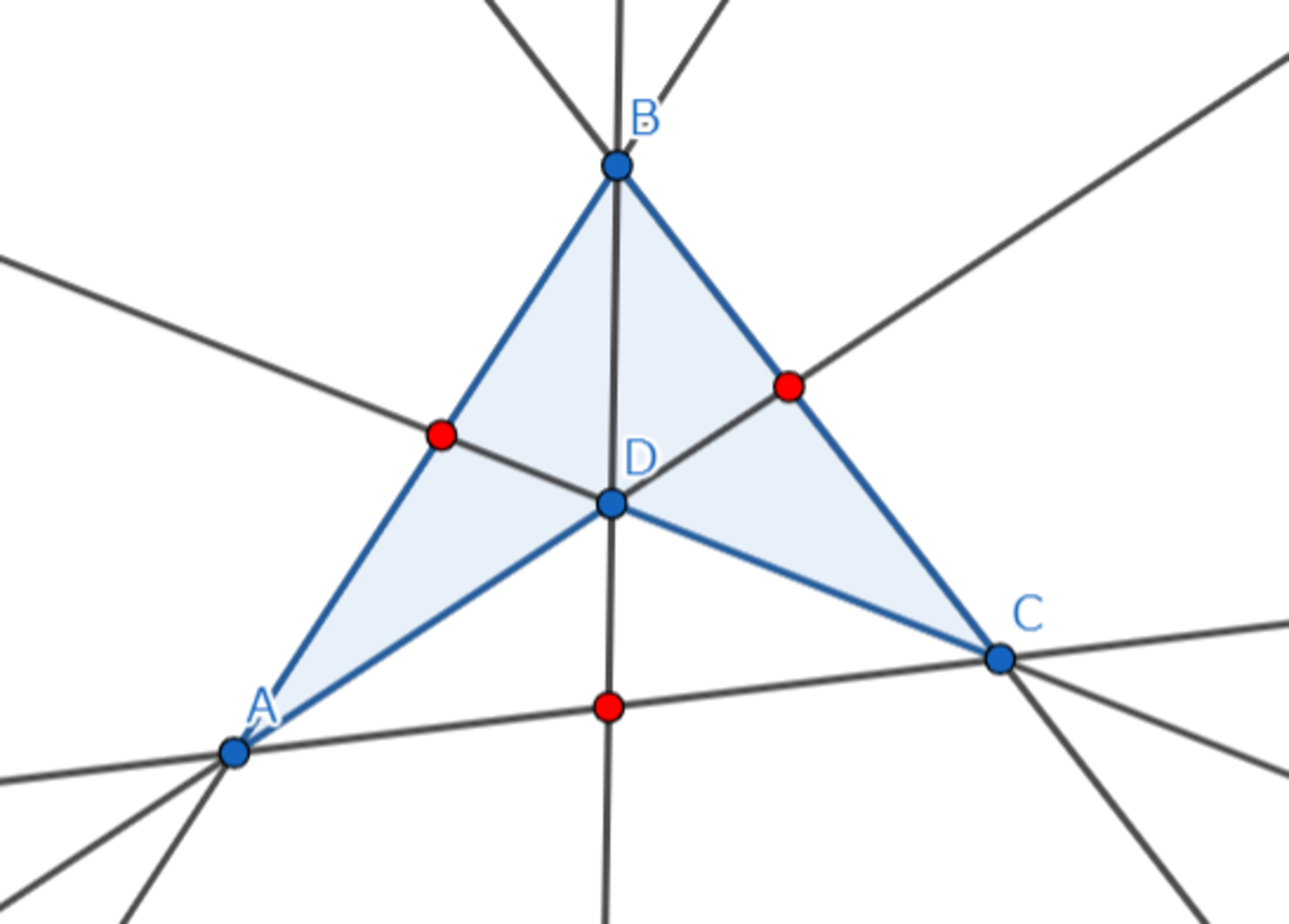 完全四角形と3つの対角点の例2