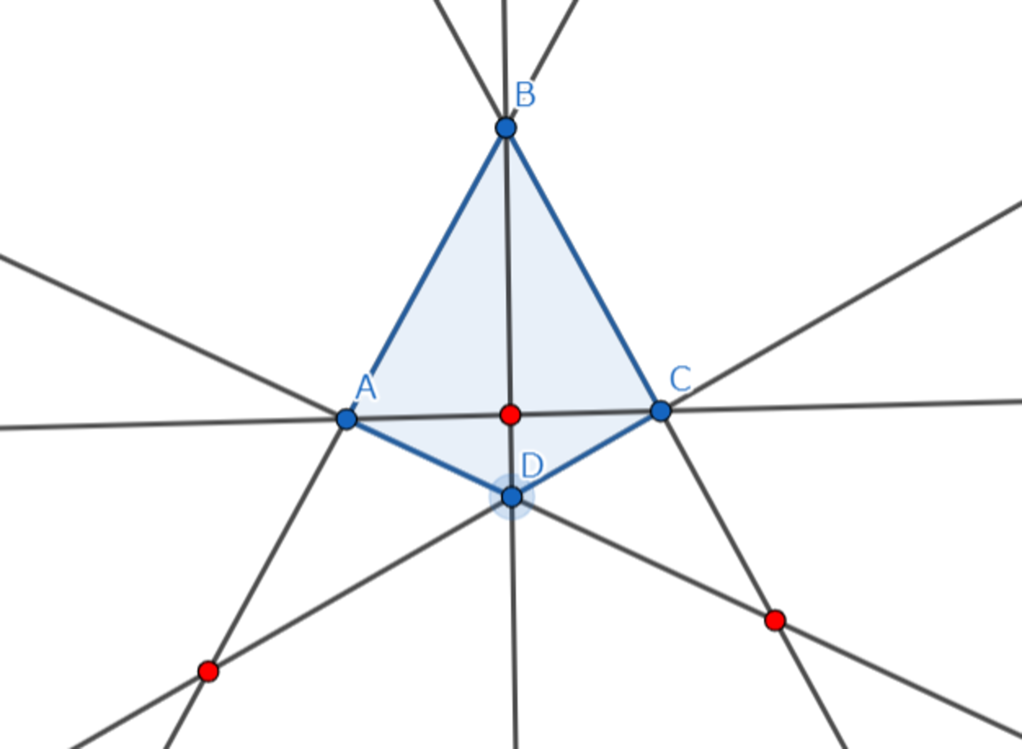 完全四角形と3つの対角点の例1